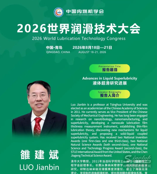 盛会邀约-雒建斌丨2026世界润滑技术大会
