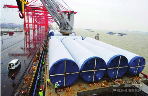 153米高风电塔筒太仓港启运出口