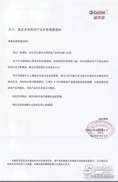 不管您愿不愿意，美孚、嘉实多润滑油要涨价了！