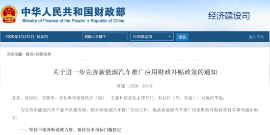 再退坡20%！2021年新能源补贴出炉