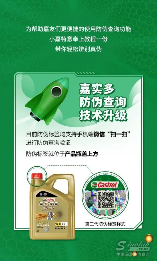 嘉实多扫码防伪功能升级