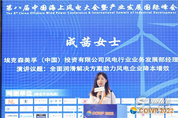埃克森美孚（中国）风电行业业务发展部经理成茜在大会上发言