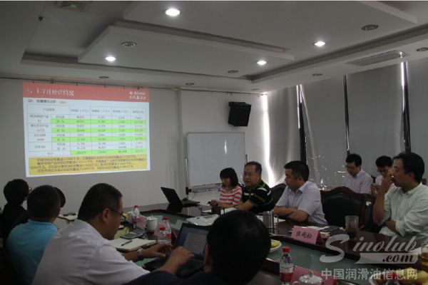 东风嘉实多总经理助理毛方劲代表公司向调研领导小组做经营工作报告