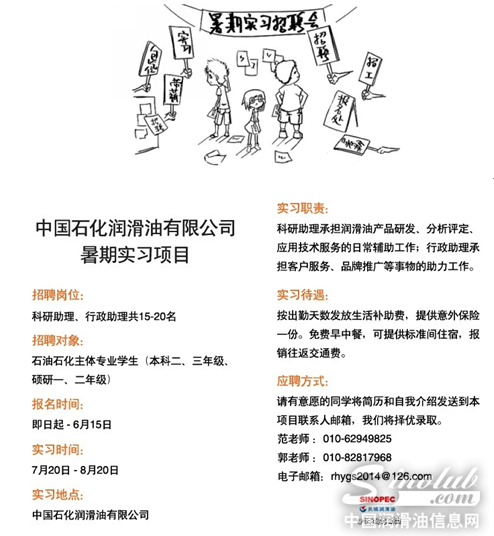 长城润滑油人才储备暑期招聘大学实习生